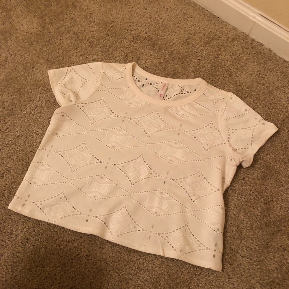 white cutout crop top